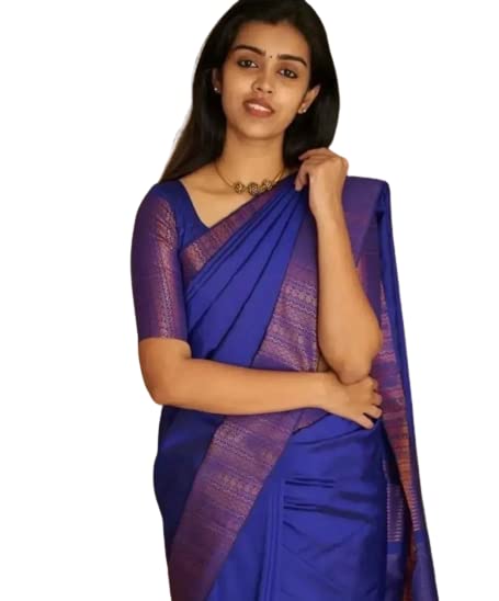 Image of Flosive Women's Present Banarasi Soft Lichi Silk Saree Beautiful Jacquard Rich Pallu Design Work Zari Woven Kanjivaram Silk Style Saree Induja Copper With Soft Lichi Silk Blouse Piece