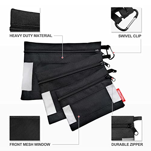 HAUTMEC 3 Pieces Small Tool Pouch, Multi Function Zippered Tool Poly Bag with Mesh Window, Heavy-Duty Clip Organizer HT0126-TB 3 HAUTMEC 3 Pieces Small Tool Pouch, Multi Function Zippered Tool Poly Bag with Mesh Window, Heavy-Duty Clip Organizer HT0126-TB - Image 3
