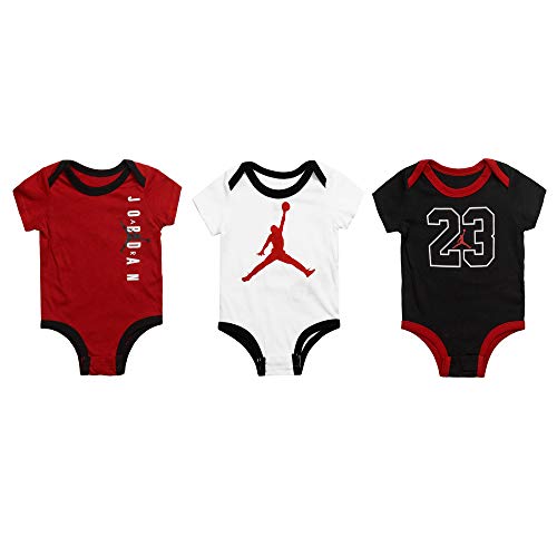 Image of Nike Jordan Baby Assorted Bodysuits, 3-Pack (Gym Red(555955-R78)/Black)