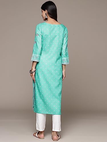 Image of ishin Women's Silk Ethnic Motifs Pink Straight Kurta