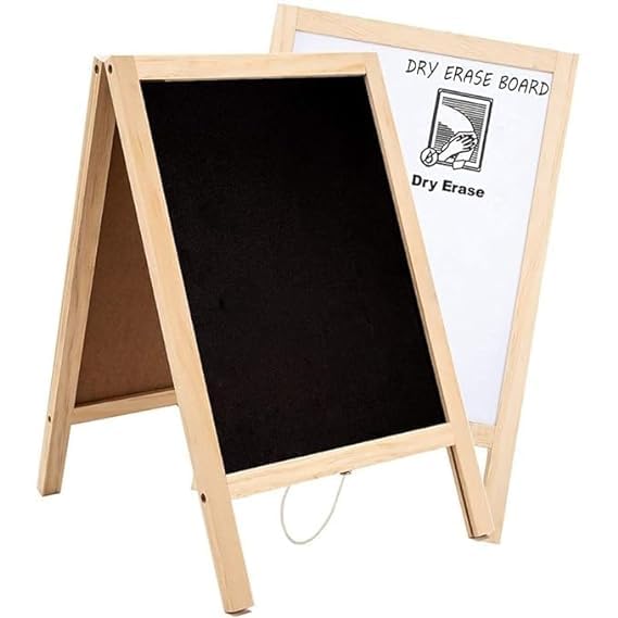 VADOSARI Double Side White Board Black Board Wooden Table Top Easel