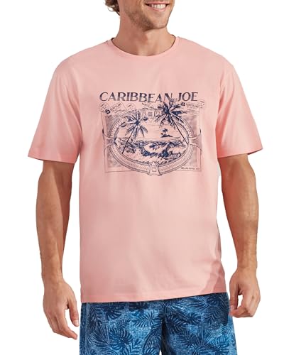 CARIBBEAN JOE Men's Shirt, Pajamas Sleep Top with Palm Island Design, Lightweight and Breathable Pjs