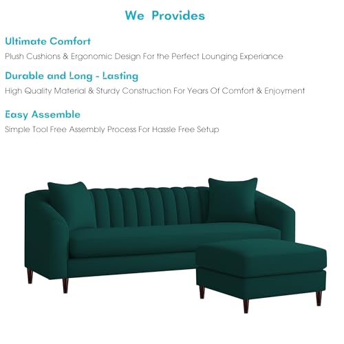 Image of Casaliving Doraldo 4 Seater L Shape Convertible Sofa Set for Living Room, 3 Seater & Ottoman Modular Sectional Couch for Small Space (Pine Colour) Fabric