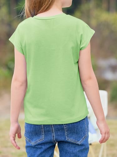Image of Imily Bela Girls Short Sleeve T Shirts Crew Neck Cap Sleeve Tank Tops Casual Loose Summer Shirt Kids 5-14 Years