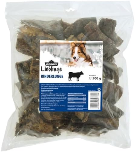 Dehner Lieblinge Hundesnack, Leckerli 100 % natürlich, Kausnack für ältere Hunde, Rinderlunge, 500 g