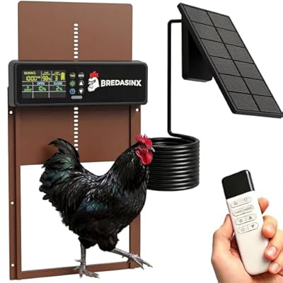 Automatic Chicken Coop Door Solar Powered with HD Screen, Timer & Light Sensor, 5 Modes, Aluminum Alloy, Remote Control Up to 70M