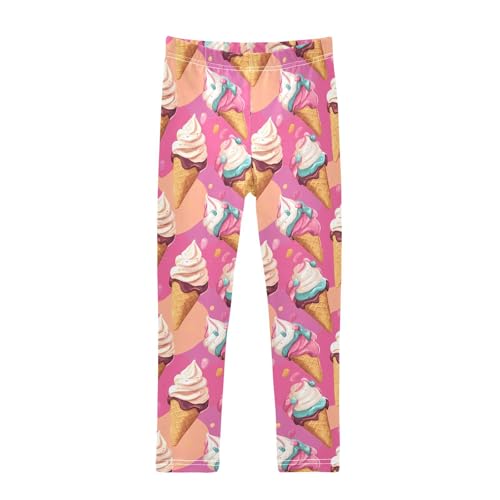 ALAZA Girls' Leggings Children's Yoga Pants Skinny Printed Dance Ice Cream Pinks Comfortable 4T