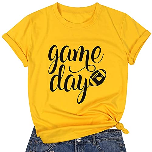 Game Day T Shirts Women Football Graphic Tee Funny Cute Competition Tshirt Casual Short Sleeve Tee Tops