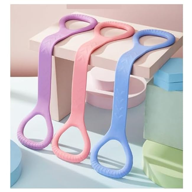 3 Colors Figure 8 Resistance Band - Elastic Fitness Rope for Arm, Back, Shoulder & Full-Body Workouts | Foot, Leg, Hand Stretcher for Yoga, Pilates, Physical Therapy & Home Gym Exercise.