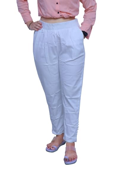 Kt India Mart Stretchy Work Slacks Business Casual Office Straight Leg/Boot-Cut Elastic Waist Regular Fit Trouser Black Paint -Large-Nevy Blue