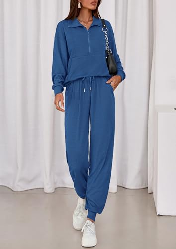 PRETTYGARDEN Women's Fall 2 Piece Lounge Sets Zip Up Sweatshirt Jogger Pants Sweat Track Suits Travel Outfit Winter Clothing