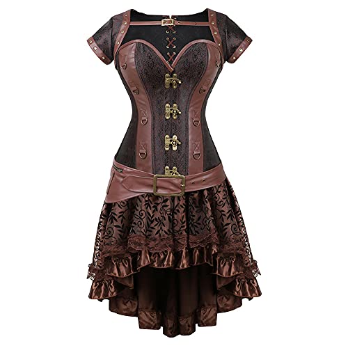 Vêtements gothiques femmes grande taille : chemisier corset marron sculptant