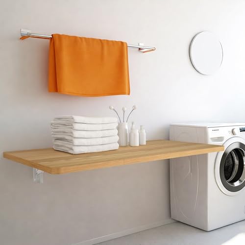 koretech Laundry Folding Table 40 x 20 Wooden Wall Mount Desk Laundry Table for Folding Clothes 40 Length (Oak Color)