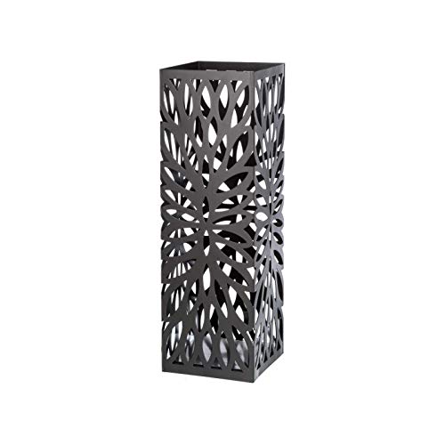 Home Line Paragüero, Soporte de Paraguas, Cuadrado, Mod. Formas Metal. Diseño Moderno y Original. 15,5x15,5x49 cm. - Gris