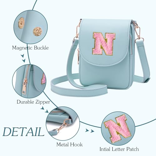 Image of Viverte Crossbody Purse for Teen Girls Small Initial Cell Phone Toddler Purse Leather Triple Compartment Crossbody Bags