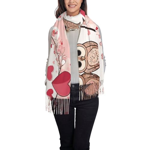 ZHYGZWWG Cute Owls Fringe Scarf-Wool-Like Scarf, With Elegant Tassels, Light And Warm Fashion Scarve