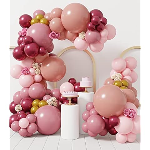 SUWEN 139PCS DIY Dusty Pink Balloon Garland Arch Kit Rosewood Dusty Rose Latex Balloon Decorations for Retro Wedding Bridal Engagement Baby Shower Anniversary Birthday Party Decor Cover