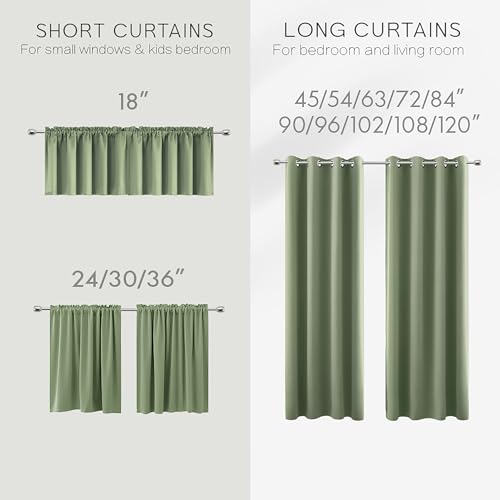 Image of KOUFALL Bathroom Curtains Window, Short Blackout Boho Curtain for Bedroom, Wide 34 x Long 24 Inch, Sage Green