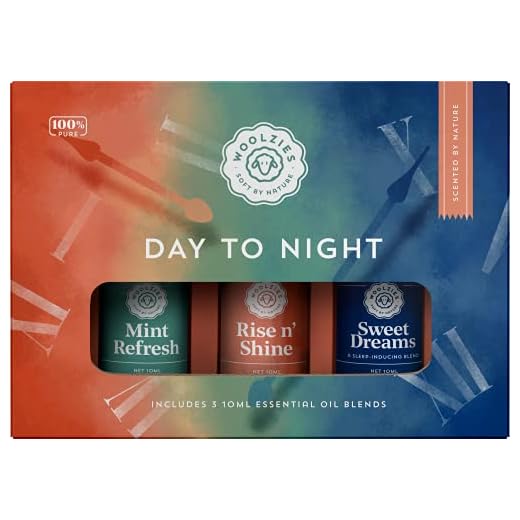 Woolzies Day to Night Essential Oil Set of 3 | Includes: Mint Refresh, Rise and Shine & Sweet Dreams | 10 ML