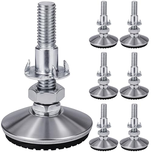 YOOPIN 6PCS Furniture Feet M10×50mm Adjustable Feet for Furniture Stainless Steel Levelling Foot Non-Slip Bed Legs Sofa Foot Gliders Fit for Beds Chair Legs