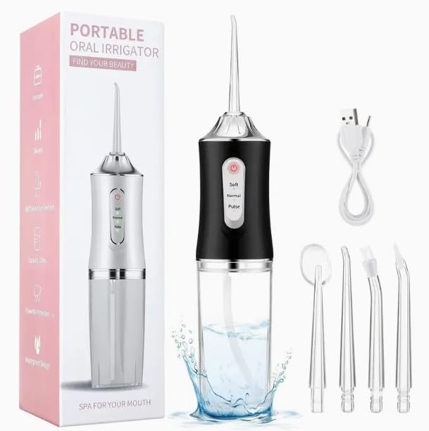 Jet Dental Portátil 3 Modos - Irrigador Hidropulsor Oral, Depósito de agua 220 ml recargable e impermeable