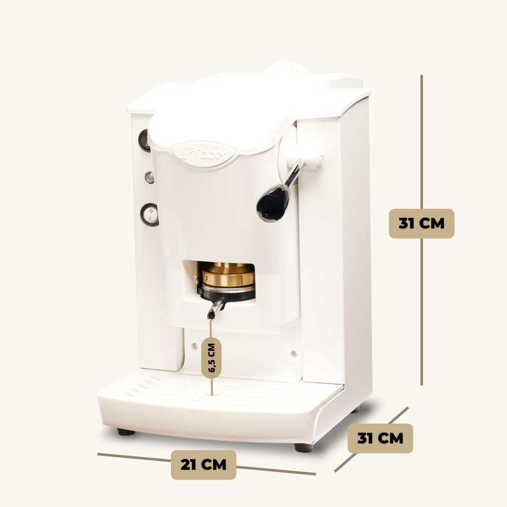 FABER COFFEE MACHINES | Modello Slot Plast | Macchina caffe a cialde ese 44mm | Colore Bianco plastiche Bianco | Pressacialda in ottone