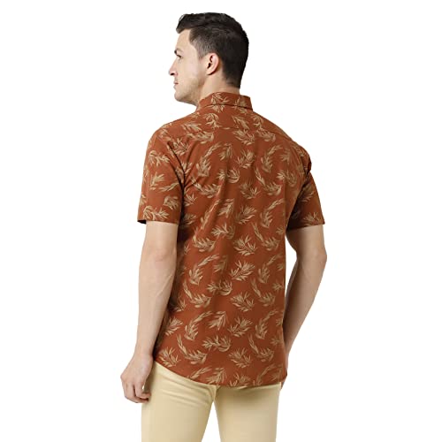 Image of Men's Slim Fit Half Sleeve Casual Shirt Brown