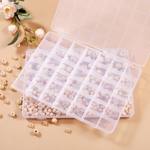 Image of 42 Grids Plastic Bead Organizer Beads Storage Containers Bead Holder Organizer Clear Storage Dividers Box for Jewelry Arts and Crafts (Pack of 3)