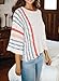 Dokotoo Womens Sweaters Casual Fall Winter 2025 Crewneck Color Block Striped 3/4 Sleeve Loose Lightweight Crochet Knit Trendy Pullover Sweaters for Women Tops Shirts White XX-Large