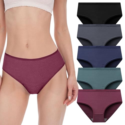 BAMBOO COOL Womens Underwear Mesh Breathable Moisture-Wicking Briefs, Soft & Lightweight Ladies Panties, 5-Pack