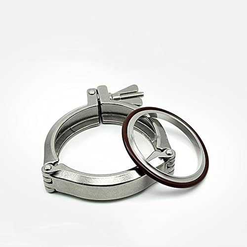 Stainless Steel Vacuum Clamps Hinge Wing-Nut Clamps Pipe Fitting Triclamp Chain Tri clamp Type with Centering Bracket & O-Ring - (Color: Silver, Size: KF63)