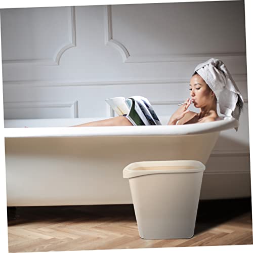 Bote de basura estrecho rectangular sin tapa Beige miniatura 6