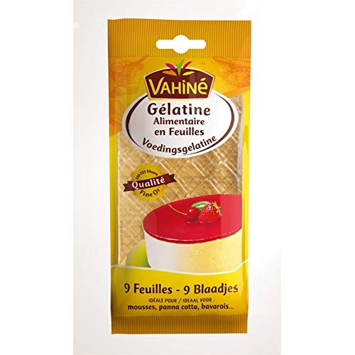 VAHINÉ - Hojas de gelatina de 17 g, ideales para tus preparaciones de horneado, agarre perfecto y textura ligera, fácil de usar, indispensable en la cocina. 4 unidades