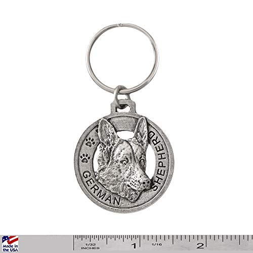 German Shepherd Keychain, Dog, Pewter, D084KC, 1 1/2, 100% Handmade in the USA, Pet, Tag, Metal, Keychain, Key Chain, Key Ring, Key Fob, Gift, Over 90 Dog Keychains2