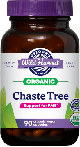 Oregons Wild Harvest Non-GMO Chaste Tree Capsules Organic Herbal Supplements 90 Count