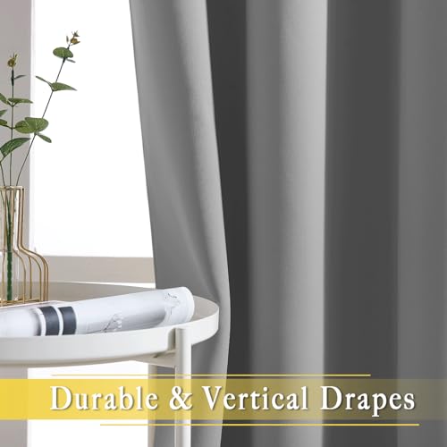 NICETOWN Blackout Silver Grey Sliding Door Curtains 90 inch Length, Thermal Insulated Grommet Room Darkening Window Treatments for Bedroom/Living Room, 1 Panel, W80 x L90