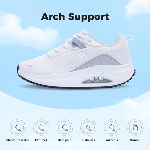 Womens Walking Shoes Orthotic Plantar Fasciitis Tennis Fashion Sneakers with Arch Support for Foot Pain Relief All Day Standing US 6-112