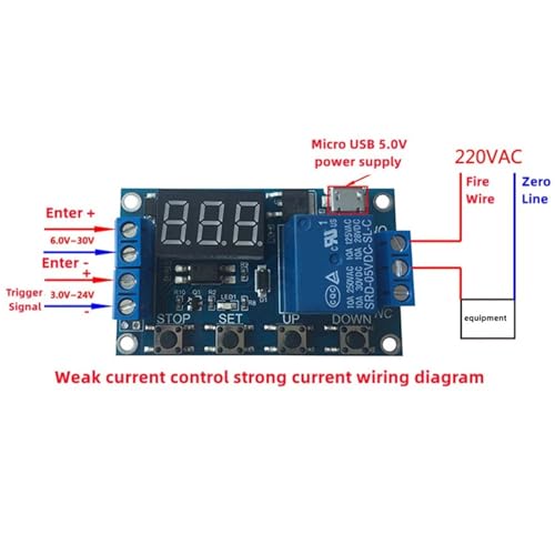 Interrupteur de commande temporisé réglable module relais retard 5V 12V LED