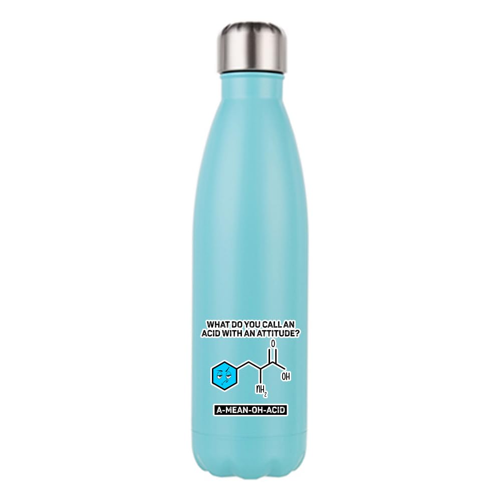 Getagift A Mean Oh Acid, Science Gifts for Adults, Chemistry or Biology Teacher Gift, 500 ML Double Walled Insulated Stainless Steel Bottle. (Matt Mint Green)
