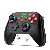 Switch2 コントローラー【2025年金賞 Switch1/2代対応】Onefun スイッチ コントローラー 9色RGBライト 大容量1000mAh Bluetooth無線接続 背面ボタン付き マクロ機能 Turbo自動連射機能 4階段HD振動 6軸ジャイロセンサー搭載 20時間連続使用 高耐久ボタン プロコン Switch全世代に対応 Android/IOS/PCにも対応 日本語取扱説明書 ブラック/レッド