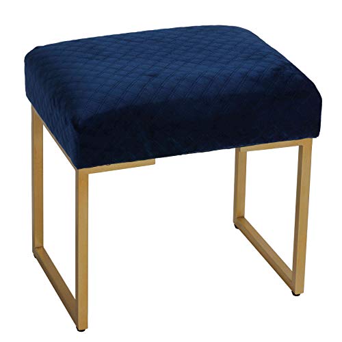 🔥 Flash Sale Cortesi Home Allium Ottoman with Painted Gold Legs, 19" Wide, Blue