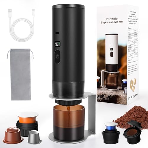 LAMA Portable Electric Espresso Maker - 3-in-1 Travel Coffee Machine for Instant Brews in 4-5 Minutes - Compatible with All Coffee Types