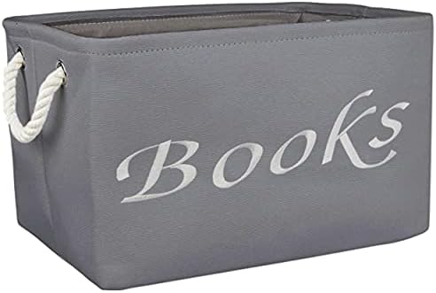 Embroidered Tote Bin - Storage Basket for Nursery - Large Storage Box - Organizing Bedroom, Closet, Classroom (Book Bin)