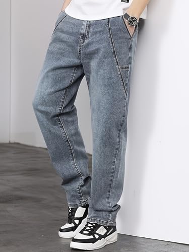 Image of URBAN POCKETS Streetwear Jeans for Men | Stylish Denim Jeans | Relaxed Wide Leg | Baggy Fit | Unique Stitch (U-25-U28)