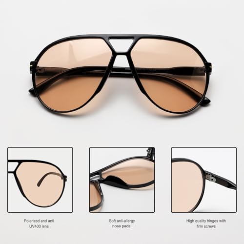 Image of GUVIVI Retro Aviator Sunglasses for Women Men Oversized Classic 70s Vintage Trendy Tangle Free Square Aviators Sun Glasses