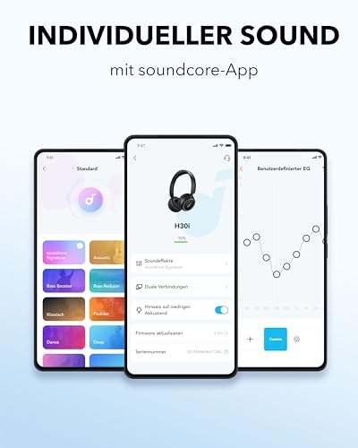 soundcore H30i Kabellose On-Ear Kopfhörer, Faltbares Design, Purer Bass, 70h Wiedergabe, Bluetooth 5.3, Leicht und bequem, App Steuerung, Multipoint-Verbindung