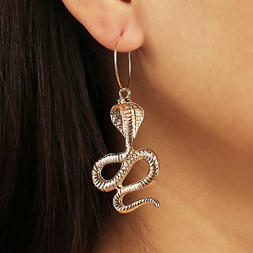 Pendientes de serpiente TseenYi, colgante de serpiente punk, pendientes circulares, joyería para mujeres y niñas, regalo del Festival de Navidad del Día de San Valentín (oro) Cover