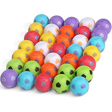 Soccer Party Favors Goodie Bag Stuffers 30 Pack Hard Plastic Mini Fidget Spinner Soccer Balls Treasure Box Toys for Classroom Return Gifts for Kids Birthday Valentines Halloween Christmas Party Cover