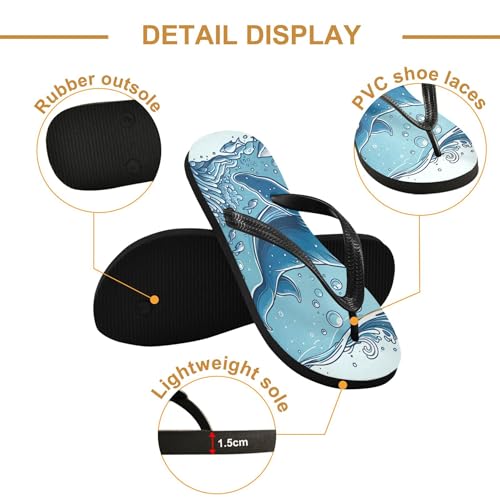 Burbuja Whale Flip Flops for Women Men, Soft Thong Sandals Rubber Slippers for Pool Beach Essentials3