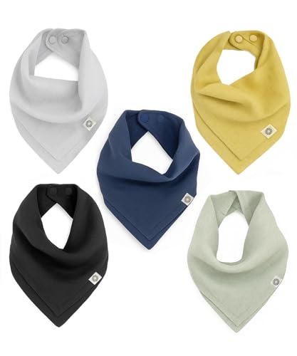 Image of Indi Organic Baby Bandana Bibs – Fairtrade 4-Way Reversible Drool Bibs 5PK